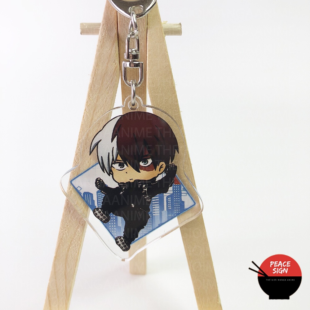 ( Mica trong acrylic ) Móc khóa BOKU NO HERO ACADEMIA - CITY ver Hình Thoi anime Học Viện Anh Hùng chibi