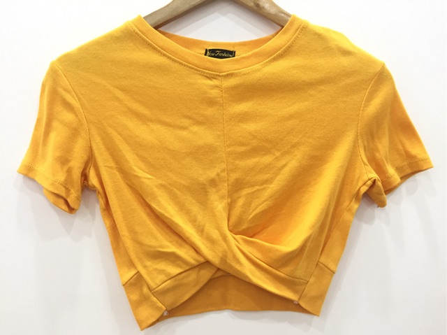 Áo croptop thun gân xoắn eo tay ngắn ( hình thật ) | BigBuy360 - bigbuy360.vn