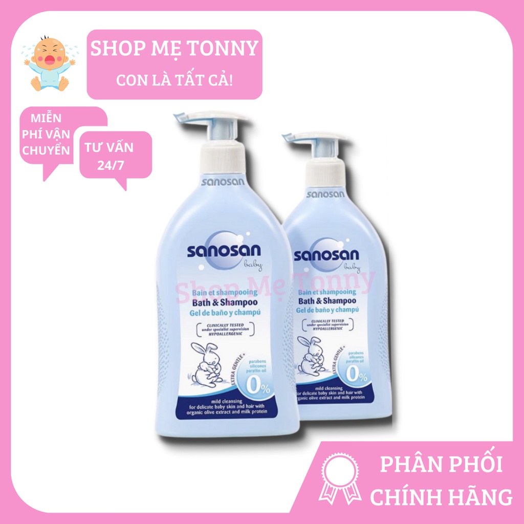 Sữa Tắm Gội Dịu Nhẹ Sanosan Chiết Xuất Olive Hữu Cơ Chai 200ML/500ML