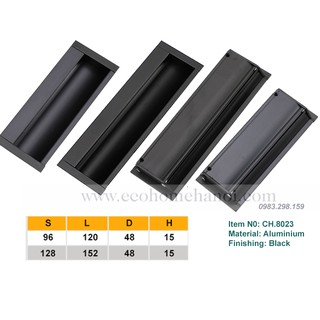 Tay nắm âm hợp kim nhôm màu đen cho cánh tủ CH8023
