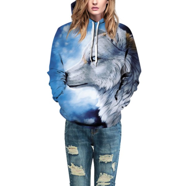 Áo hoodie in hình chó sói 3D unisex