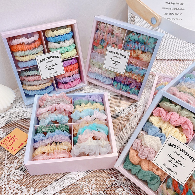 Dây Buộc Tóc Chiffon Co Giãn Màu Sắc Ngọt Ngào Phong Cách Hàn Quốc Cho Nữ