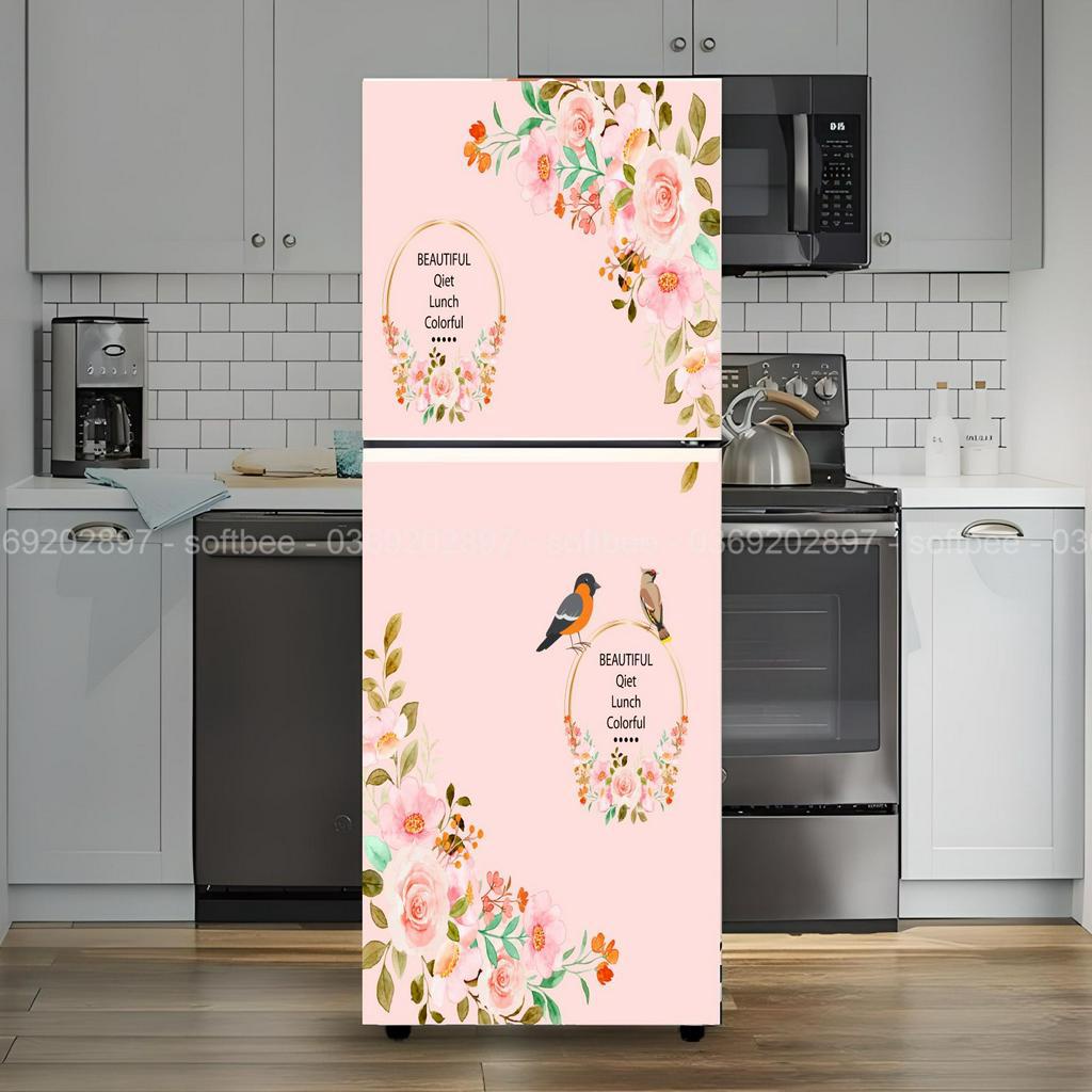 Miếng dán tủ lạnh, keo dính chắc chắn, hình ảnh sắc nét, không phai màu