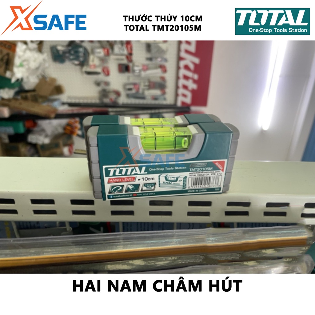Thước thủy từ tính TOTAL TMT20105M Thước thủy nam châm chiều dài 10cm, tiêu chuẩn VPA, độ dày 1,5mm - Chính hãng
