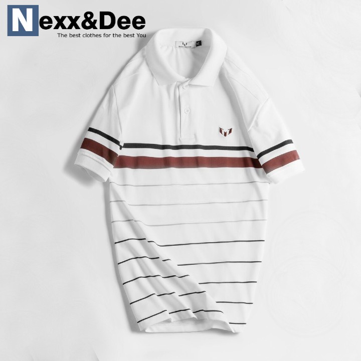 Áo thun cá sấu nam polo kẻ sọc ngang trung niên Nexx&Dee có cổ bẻ big size 3x vải CV cao cấp PL102