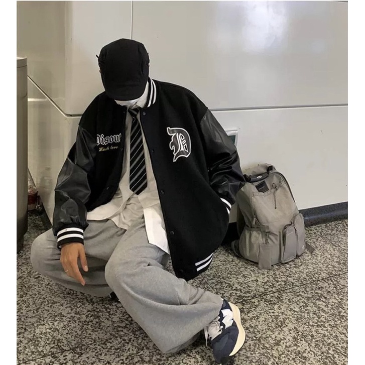 Áo Bomber Phối Tay Da Hình Ôto 🦋 Áo Khoác Nam Nữ Unisex Dáng Rộng Cúc Bấm 🦋