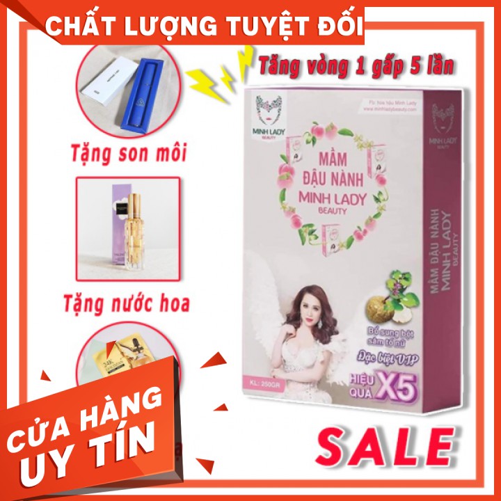 Mầm đậu nành Minh Lady Beauty,Tăng vòng 1 an toàn hiệu quả❤️[MUA 1 TẶNG 2] Tặng son môi❤️ tặng thước dây đo