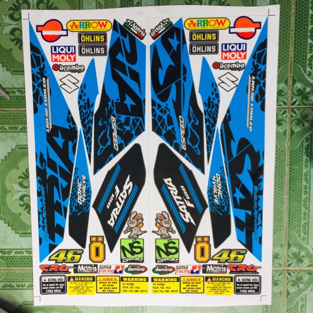 Tem rời Satria 2018 dán xe đen