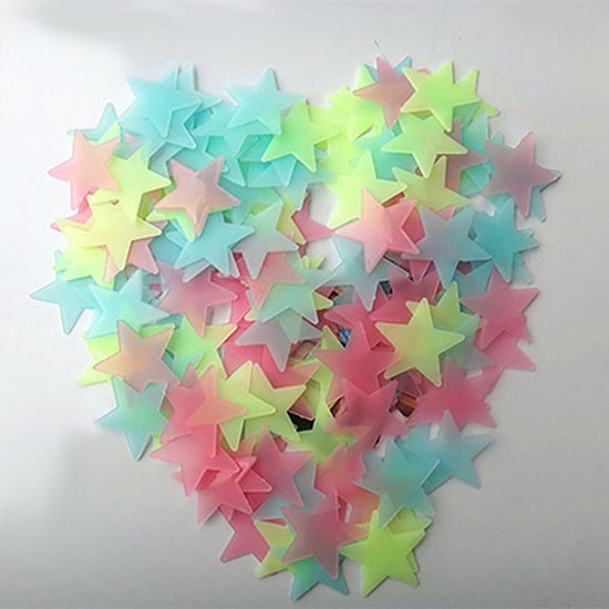 Set 40/ 100 miếng dán tường hình ngôi sao 3D phát sáng trong đêm dùng trang trí nhà cửa