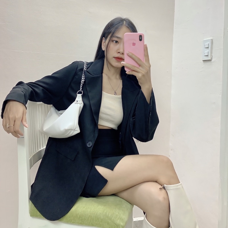 Blazer TD Design màu trắng kem dáng xuông | BigBuy360 - bigbuy360.vn