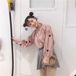 Áo sơ mi cổ bèo tay tim