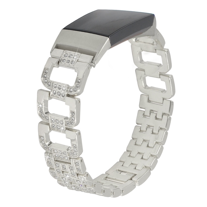Dây Đeo Inox Đính Kim Cương Giả Cho Đồng Hồ Thông Minh Fitbit Charge 5 4 3 2 3 4 se
