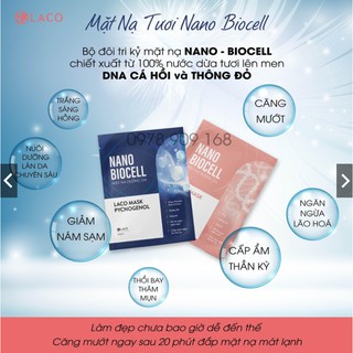 Mặt Nạ NANO BIOCELL LACO - 100% Từ Dừa Tươi Lên Men, Dưỡng Chất Gấp 20l so với mặt nạ giấy thông thường
