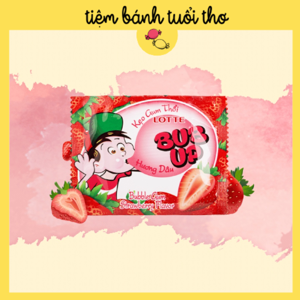 Combo Dây Kẹo Sing Gum Lotte Bup Up (8 tép) 3 vị Dâu Cam Nho Ăn Vặt Tuổi Thơ