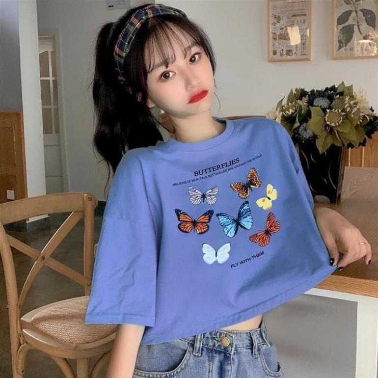 Áo Croptop Nữ , Áo Thời Trang Mẫu Mới Ovesize Hình Bướm LH29 .. | BigBuy360 - bigbuy360.vn