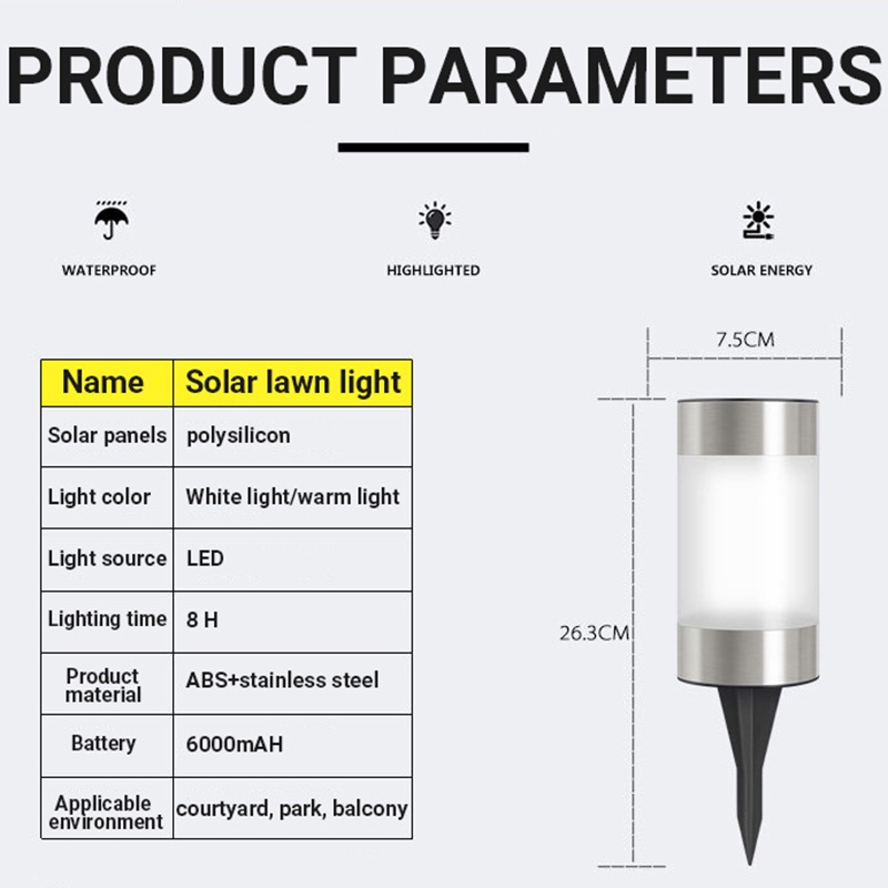 Đèn LED Năng Lượng Mặt Trời Hình Trụ Chống Thấm Nước Trang Trí Lối Đi Sân Vườn / Lối Đi Ngoài Trời / Trang Trí Sân Vườn