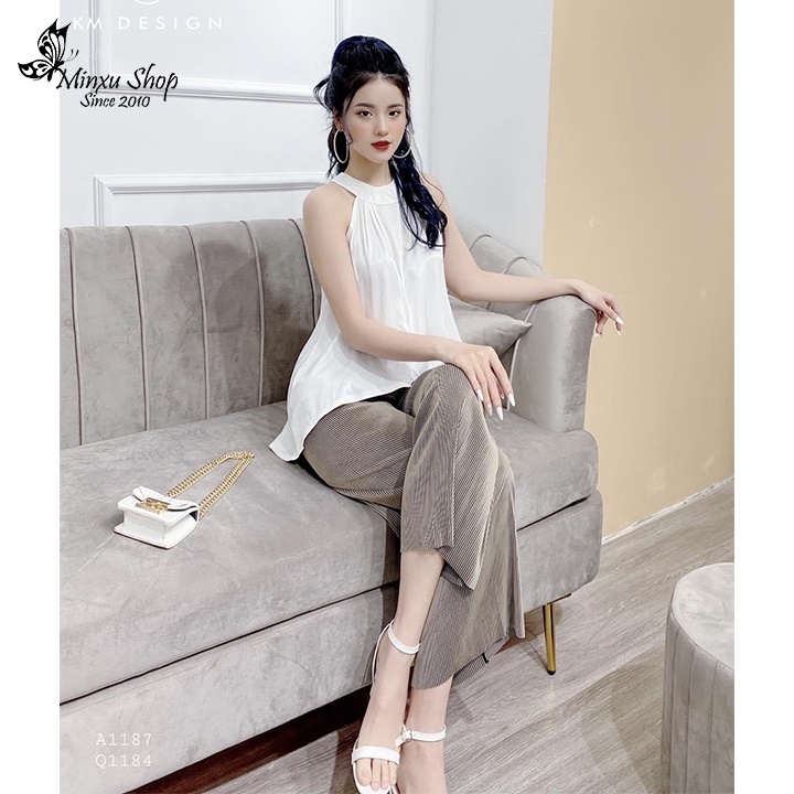 Quần suông tăm lạnh cạp chun mềm co giãn hàng cao cấp, quần ống rộng nữ siêu hách dáng Minxu shop QTT