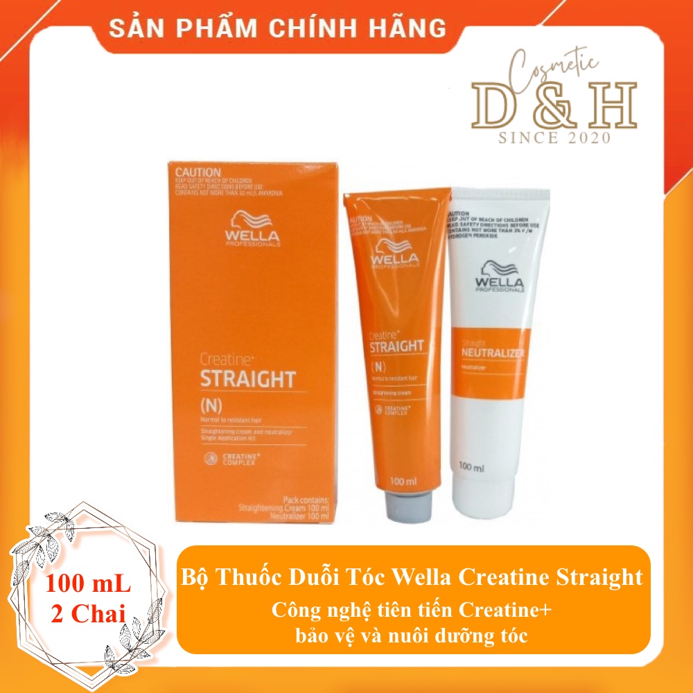 Bộ Thuốc Uốn Duỗi Tóc Wella Creatine Straight dành cho tóc khỏe 100ml X2