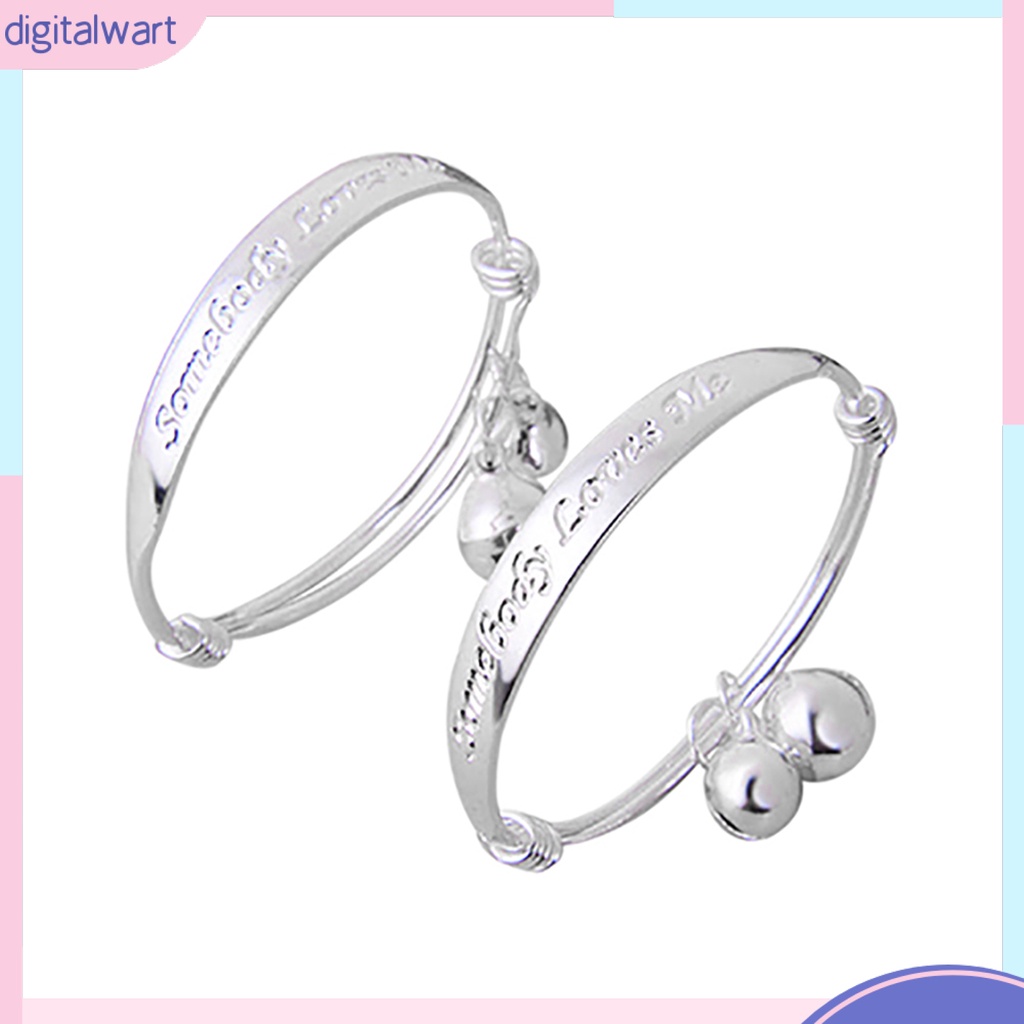 Set 2 vòng tay bạc đính chuông dễ thương dành cho bé