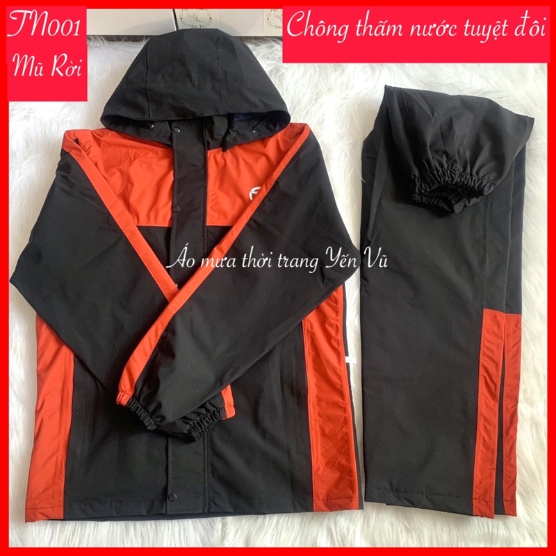 TN001_40-90kg_MŨ RỜI SỈ Áo mưa bộ nam nữ, 2 lớp chống thấm nước, bộ quần áo đi xe máy chống gió rét thời trang cao cấp