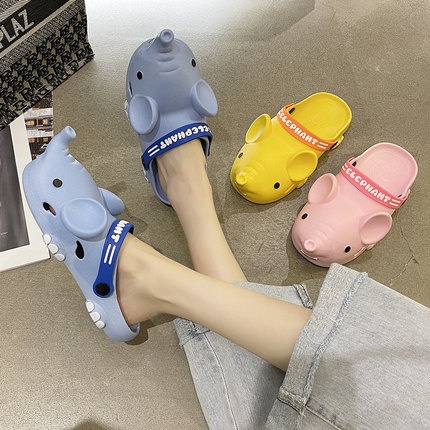 Dép sandals chống trượt thiết kế hình chú voi hoạt hình đáng yêu cho trẻ em và người lớn