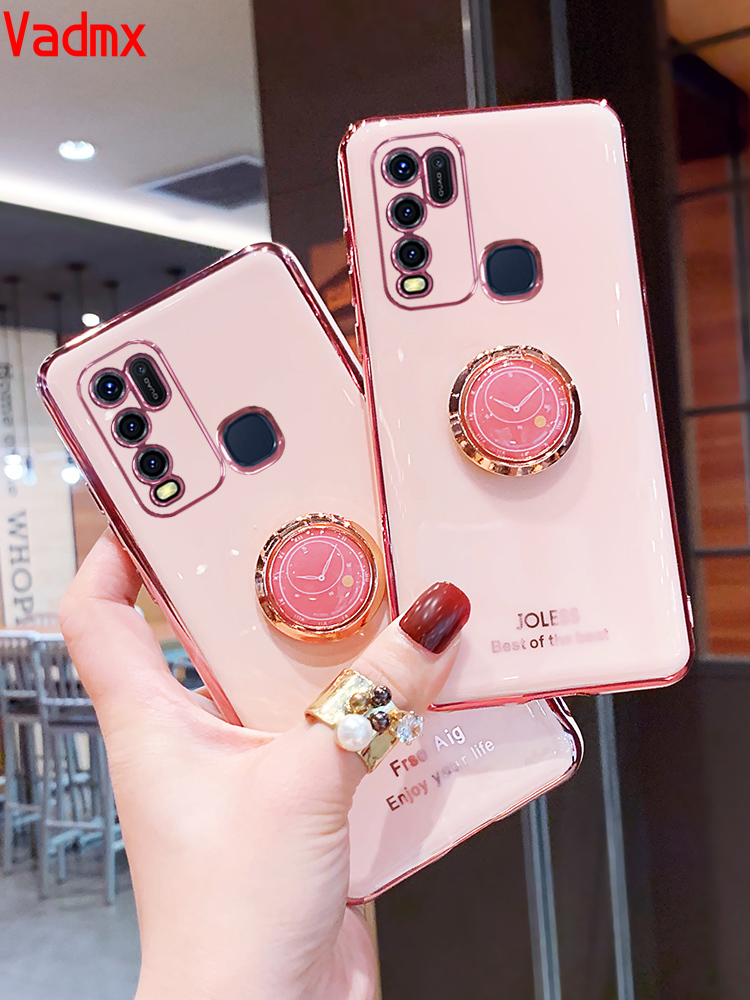 Ốp Điện Thoại Mềm Có Giá Đỡ Dạng Vòng Tròn Xỏ Ngón Cho Vivo Y50 Y30 Y20 Y20i Y20s Y12s V20 SE V20 Pro Y70S IQOO 5 Pro Neo 3 Z1
