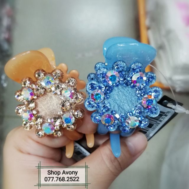 [xịn] Kẹp càng cua 3 răng đính đá cao cấp Marcely