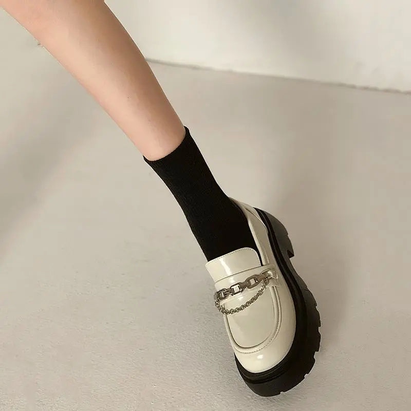 Giày Lười Da Phong Cách Retro Thời Trang 2022 Cho Nữ