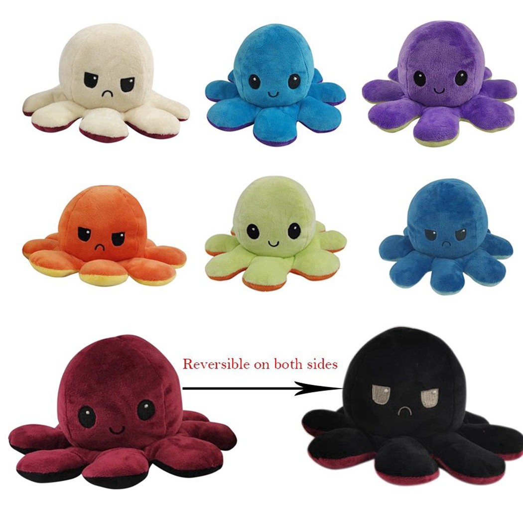 1pc Plush Octopus Doll TIKTOK TeeTurtle Reversible Double Sided Flip Octopus Stuffed Toy Dolls for Children Gifts