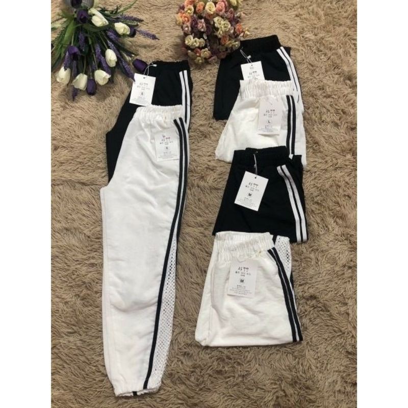 Quần Jogger đũi nữ💝FREESHIP💝 vải đũi phối lưới bo gấu cực kỳ trẻ trung phong cách || ANVU STORE XMAV02