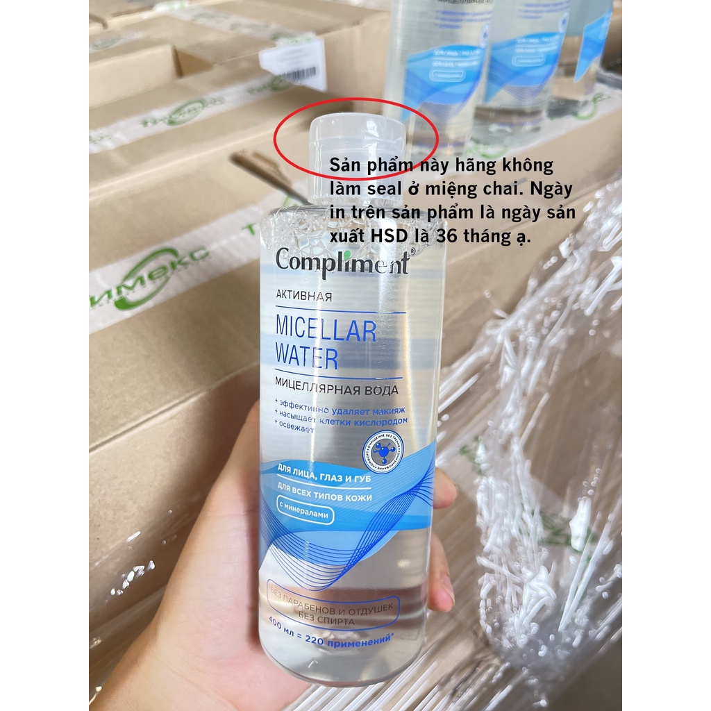 Nước tẩy trang dịu nhẹ, sạch sâu Compliment 400ml phù hợp với mọi làn da, da dầu mụn,nhạy cảm, da đang bị kích ứng