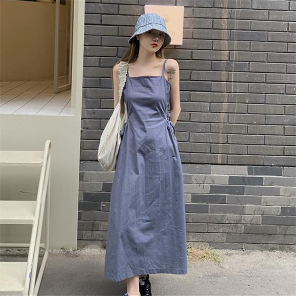 [MURIOKI] Đầm Hở Lưng Màu Sắc Tinh Khiết Phong Cách Hàn Quốc 2022 Cho Nữ