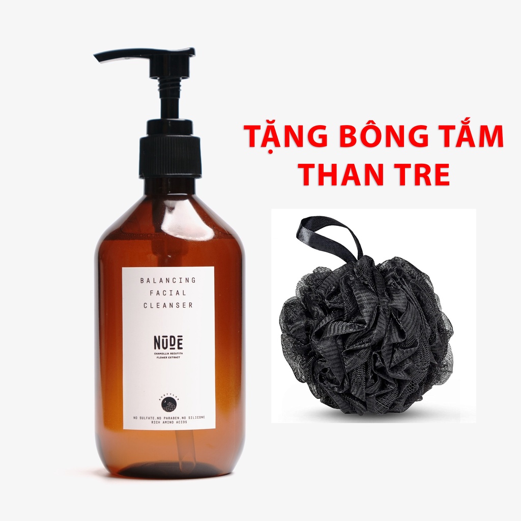 Sữa rửa mặt NUDE - chiết xuất từ Hoa Cúc La Mã 100ml và 300ml - Cao Cấp Rusty Lab + Tặng bông tắm Than Tre