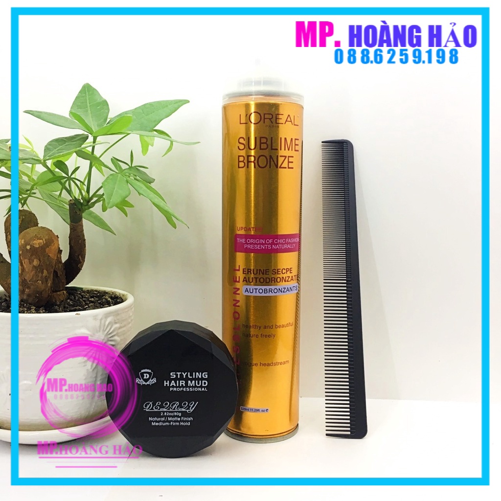 Combo Gôm Xịt Tóc Loreal Sublime Bronze 320ml + SÁp vuốt tóc D STYLING HAIR MUD siêu giữ nếp