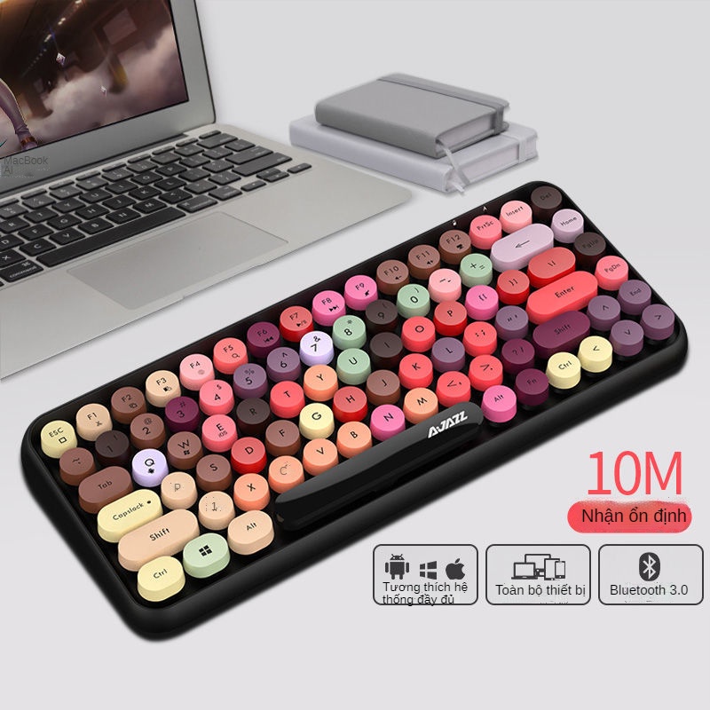 Có thể kết nối với điện thoại di động, macbook và ipad, bộ bàn phím không dây bluetooth 308i máy tính xách tay bé gái