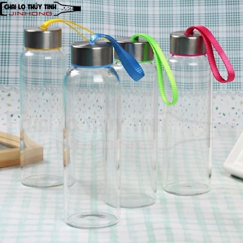 CHAI THUỶ TINH 500ml nắp dây dù