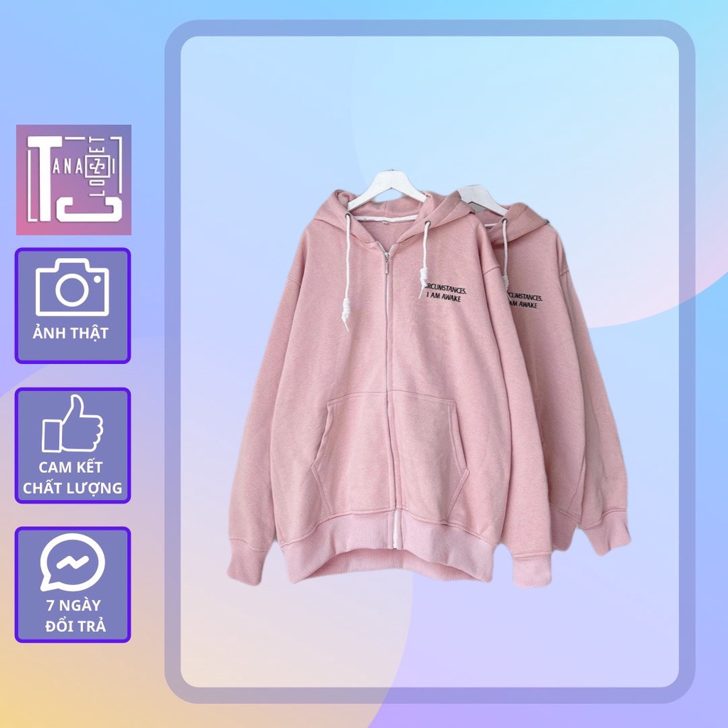[sẵn]Áo khoác tay dài form rộng chữ thêu Awake (ảnh thật tại shop) Tanazi Closet