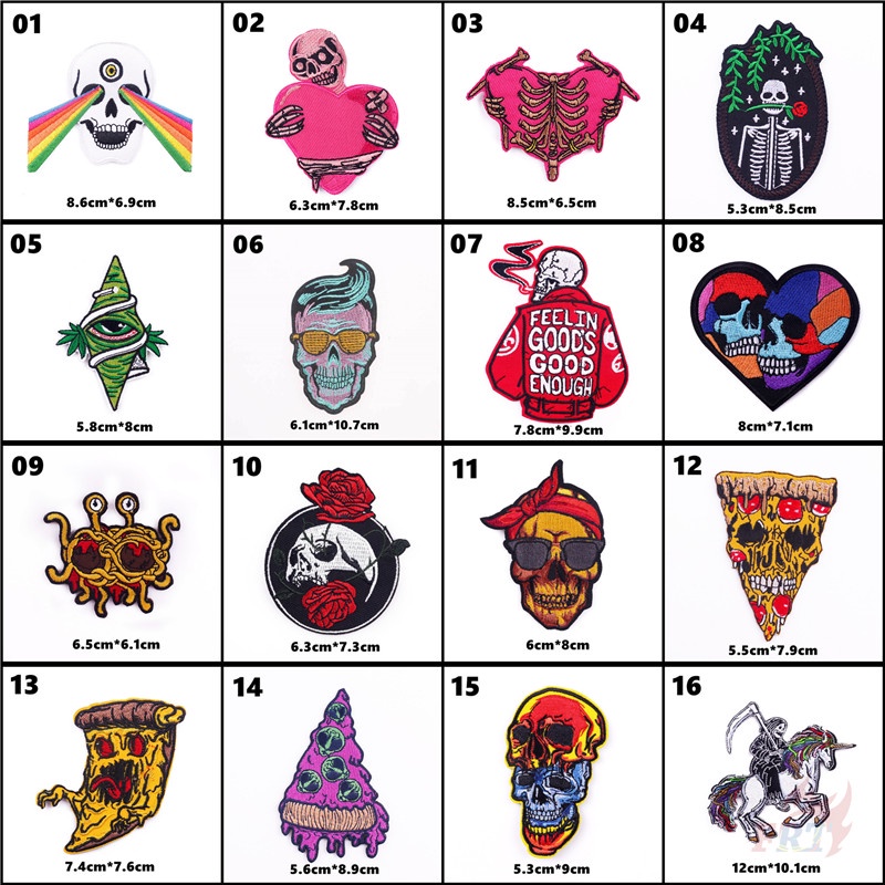 ☸ Miếng Dán Ủi Hình Đầu Lâu Phong Cách Punk ☸ 1 Sticker Ủi Thêu Hình Huy Hiệu