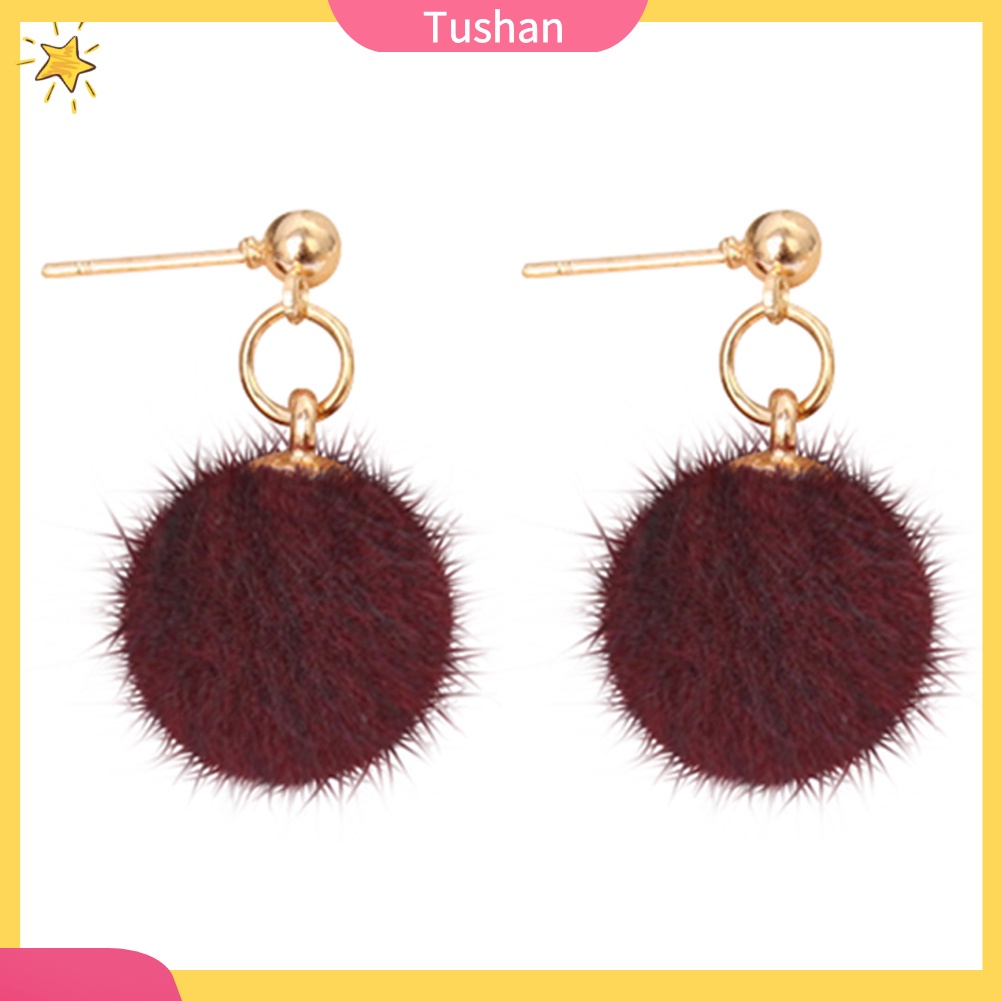 Bông tai gắn trang trí quả cầu Pom Pom dễ thương dành cho nữ