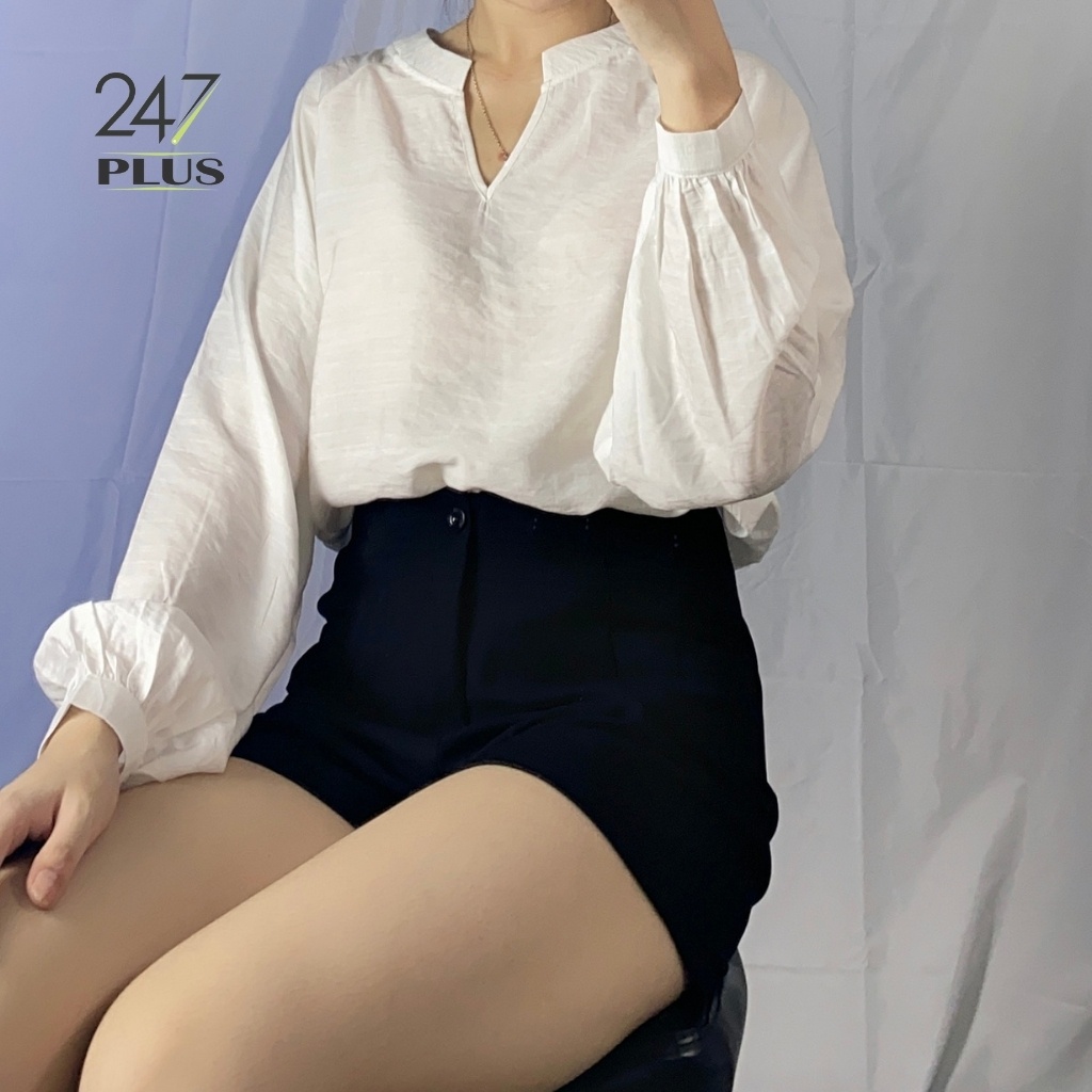 Áo Sơ Mi Tay Bồng Cổ V