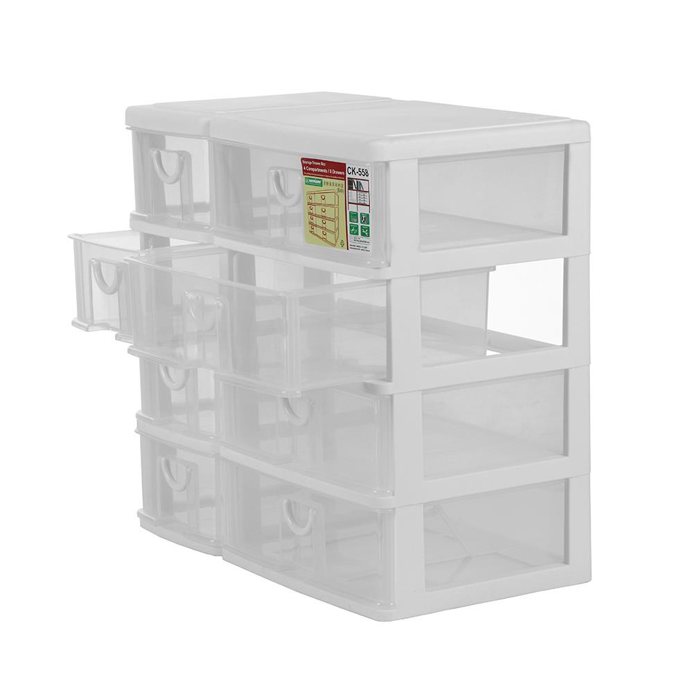 HomeBase KEYWAY Tủ nhựa mini để bàn 8 ngăn kéo CK558 Thái Lan W38.3xH36.9xD21cm màu trắng