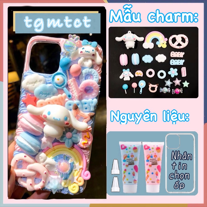 Bộ kit keo kem tự trang trí ốp lưng điện thoại charm Sanrio Cinnamoroll đáng yêu