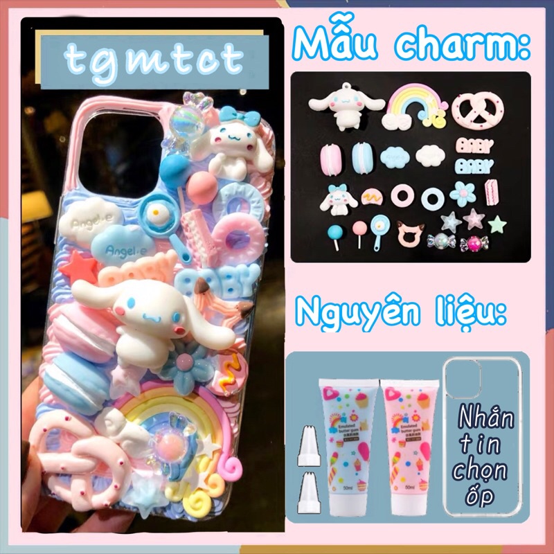 [Video] Bộ kit keo kem tự trang trí ốp lưng điện thoại charm Sanrio Cinnamoroll đáng yêu