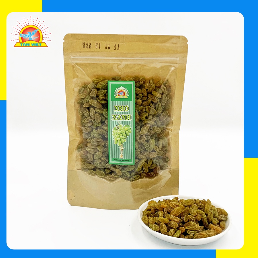 Nho Xanh Sấy Tân Việt Thơm Ngon Dinh Dưỡng Cho Mọi Nhà Gói 180gr -  450gr