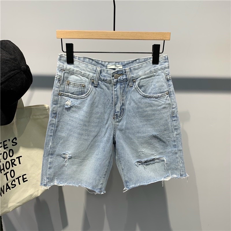 QUẦN SHORT JEANS RÁCH 1 BÊN TƯA ( hình chụp thật )