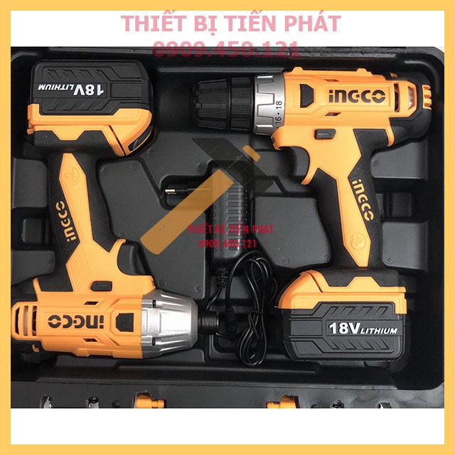 Bộ Máy Khoan và Máy Siết Vít Dùng Pin Lithium 18V Ingco CKLI18021
