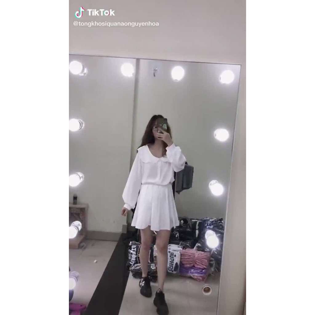(ẢNH THẬT - Tặng kèm Tất Cao Cổ Hàn) Áo sơ mi nữ🌸Váy trắng🌸Set áo sơ mi nữ chân váy tennis thiết kế style Hàn Quốc cực đ | BigBuy360 - bigbuy360.vn
