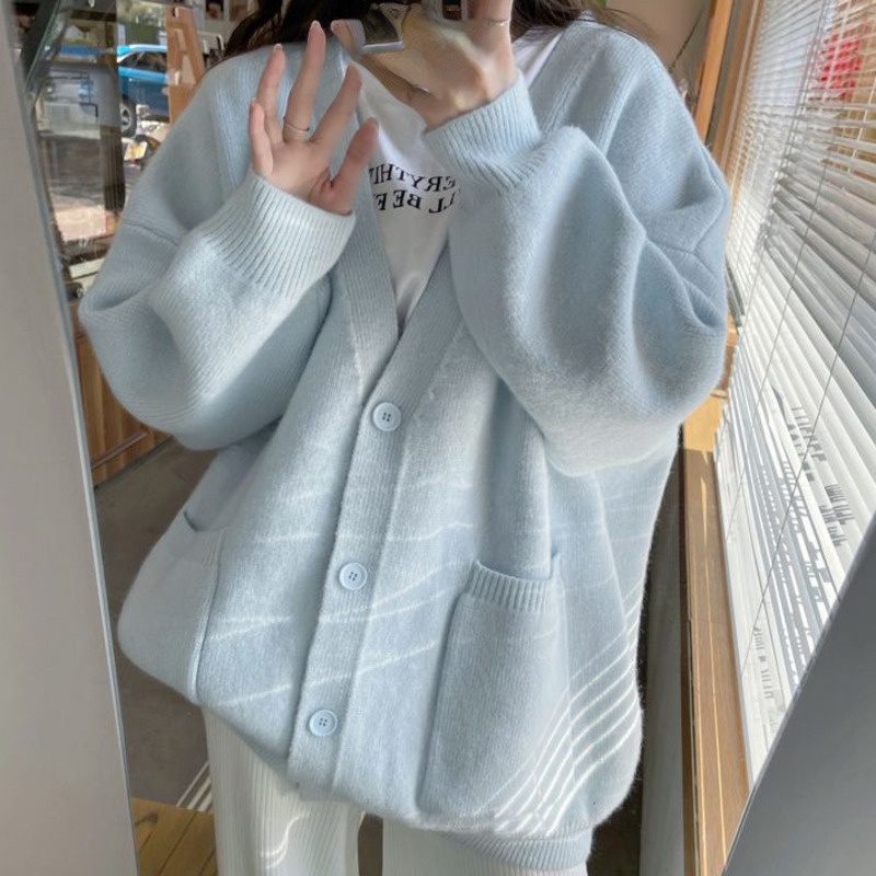 Áo Khoác Len Tay Dài Phong Cách Hàn Quốc Thanh Lịch Dành Cho Nữ