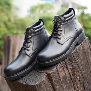 Giày Da Nam Dr D10 da bò nappa bảo hành 2 năm, thiết kế cổ lửng, buộc dây.