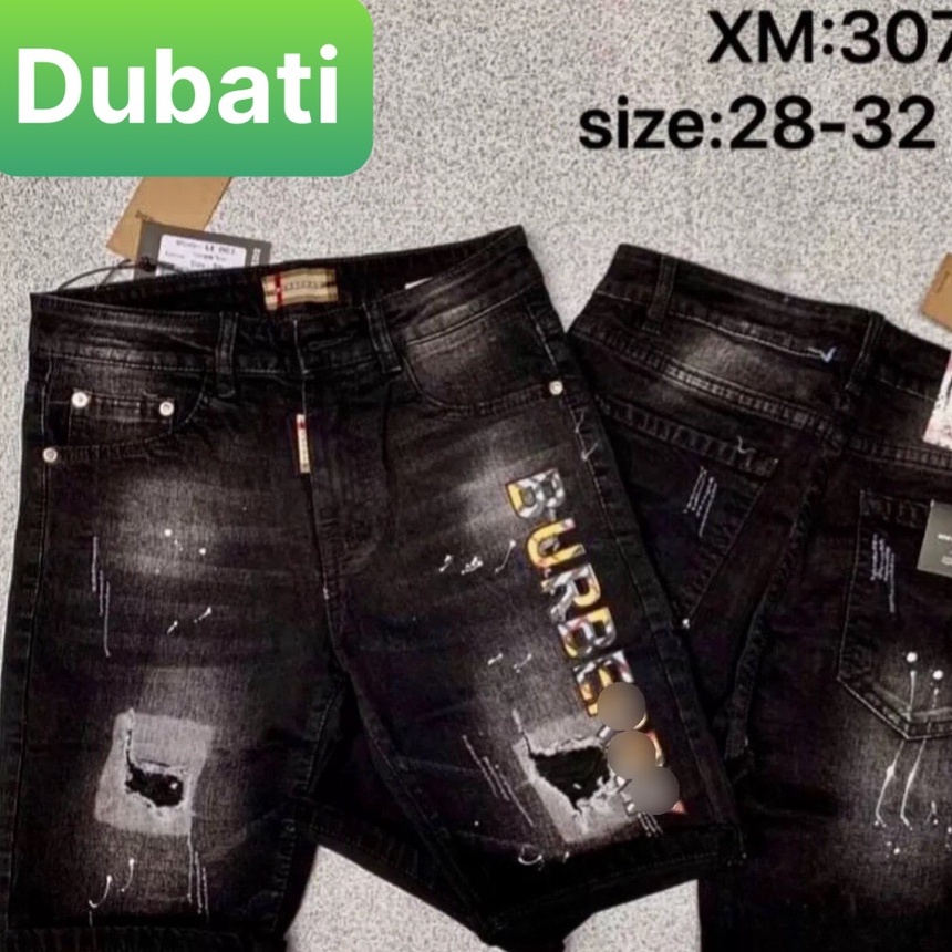 QUẦN SHORT SỌT LỬNG NGỐ CHẤT BÒ JEAN NAM ĐEN THÊU CO GIÃN BD-3074 CAO CẤP -DUBATI FASHION